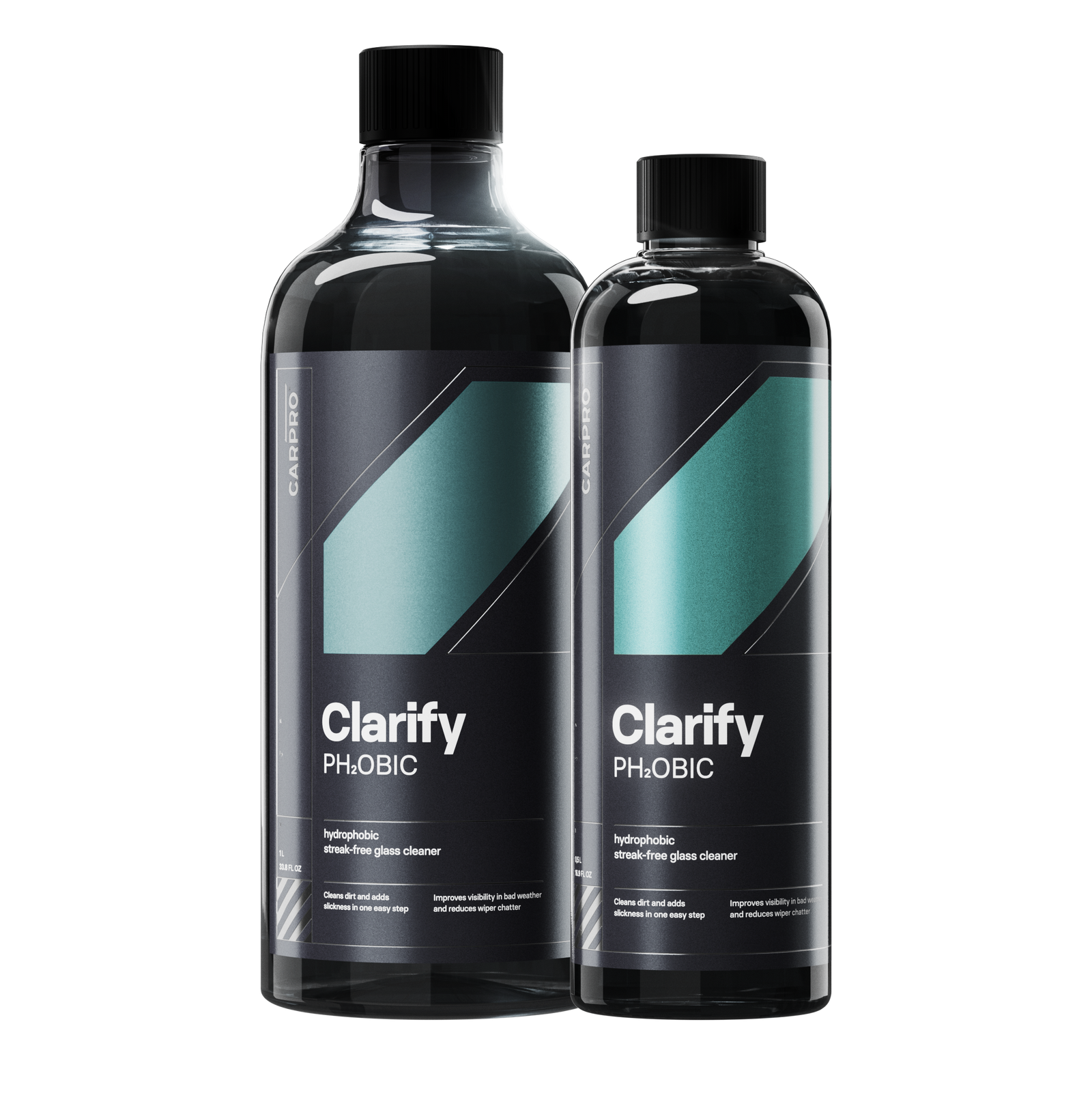 CarPro Clarify PHOBIC glass cleaner and rain repellent, 500ml and 1 Litre bottles