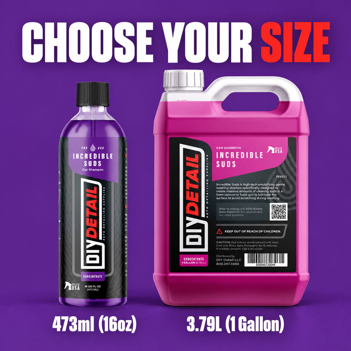 DIY Detail Incredible Suds T2 — Which sizes are available?