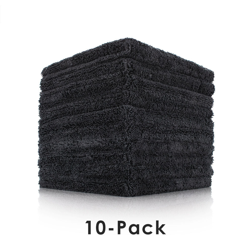 The Rag Company Creature Edgeless 420gsm all purpose microfibre towel 16x16 in Black, 10 pack