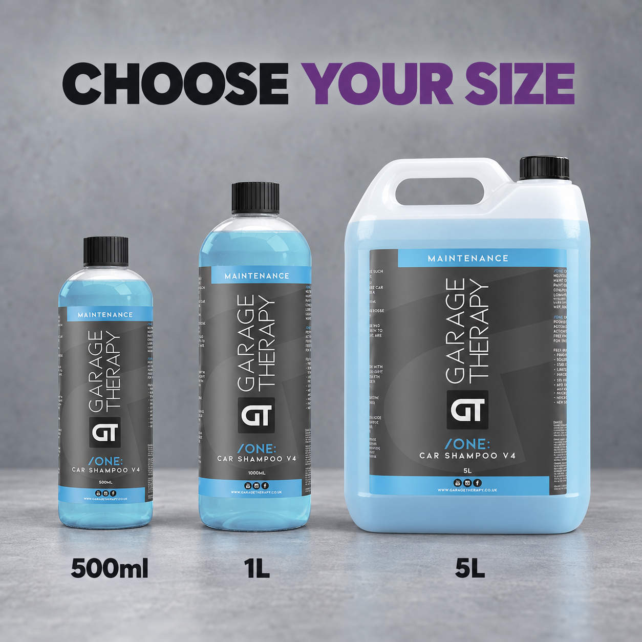 Garage Therapy /ONE: Car Shampoo V4 — Which size can I choose?