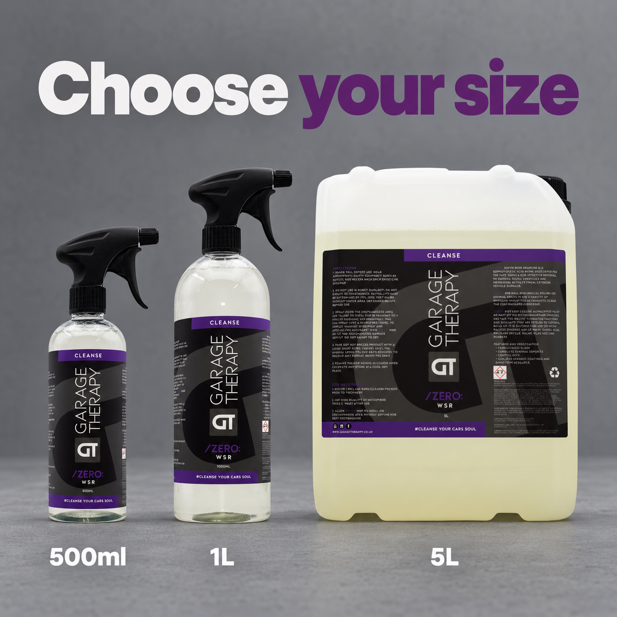 Garage Therapy /ZERO: WSR (Water Spot Remover) — Which size can I choose?