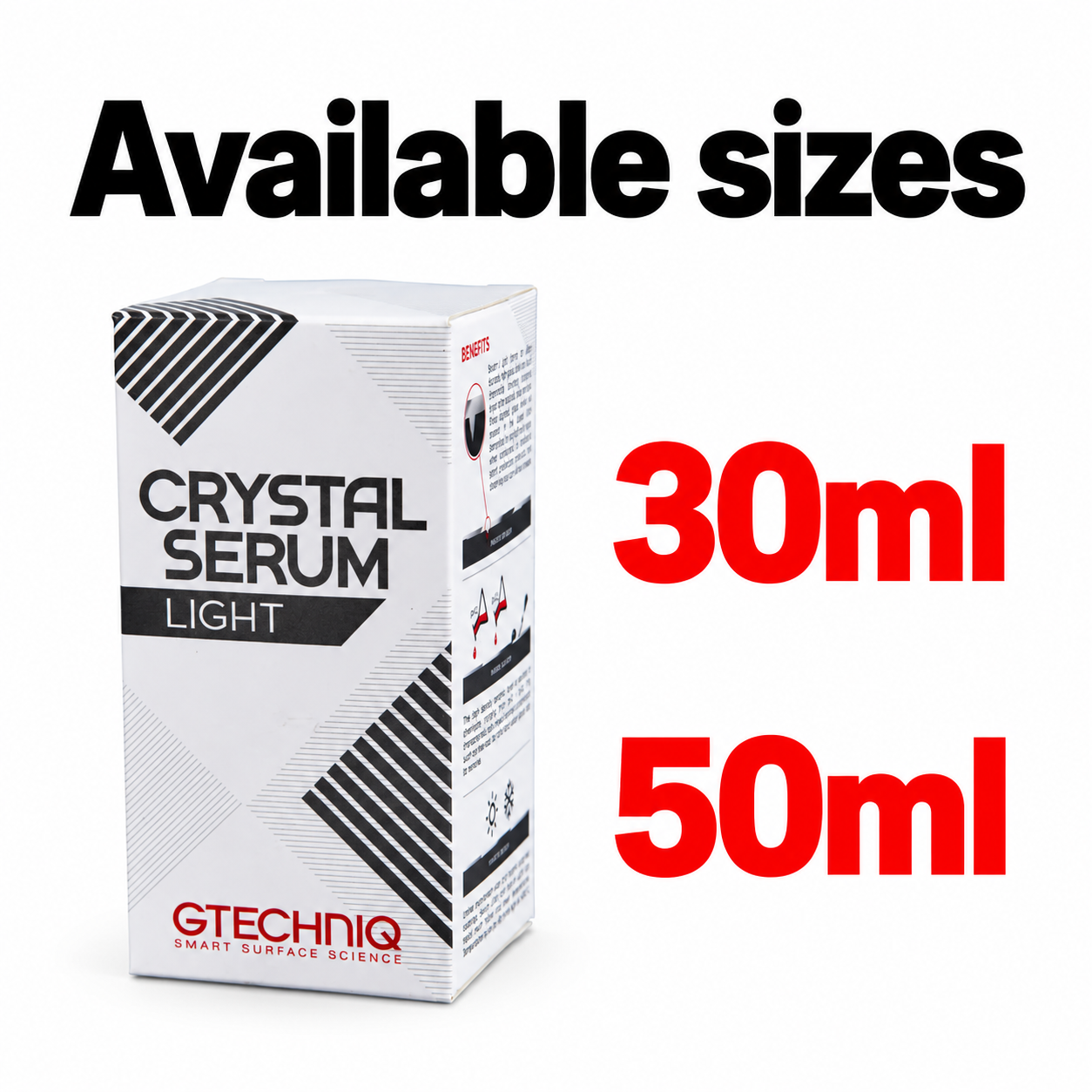 Gtechniq Crystal Serum Light - Ceramic Coating - 5 Years — Which sizes are available?