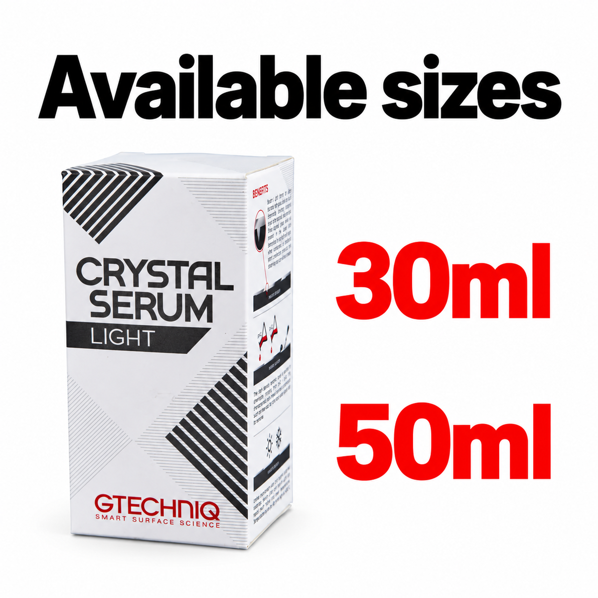 Gtechniq Crystal Serum Light - Ceramic Coating - 5 Years — Which sizes are available?