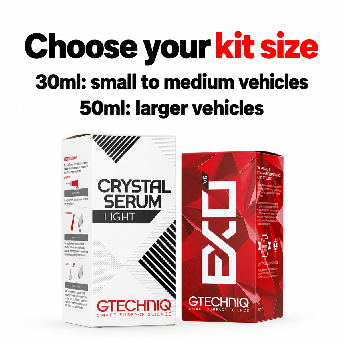 Gtechniq Crystal Serum Light & EXO v5 - Ceramic Coating - 3-5 Years — Which kit size suits my vehicle?