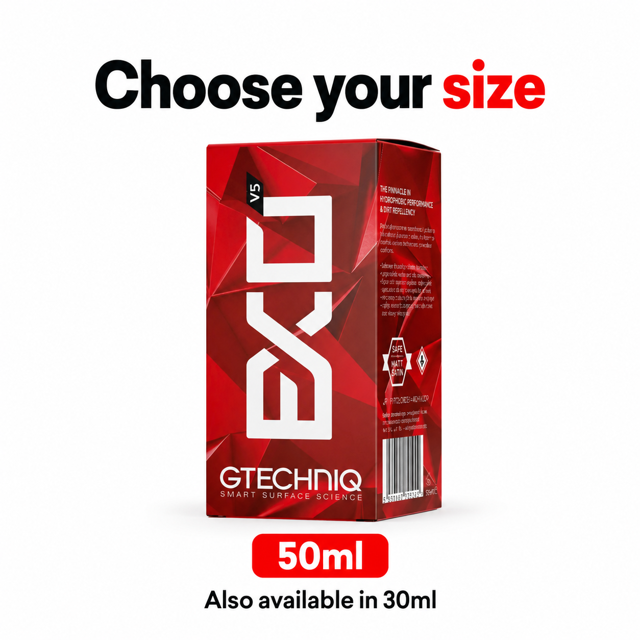 Gtechniq EXO v5 Ultra Durable Hydrophobic Coating - 2 Years — Which sizes are available?