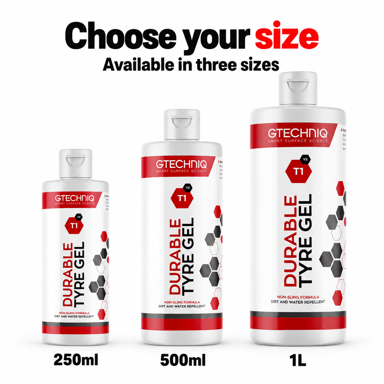 Gtechniq T1 Durable Tyre Gel — Which sizes are available?
