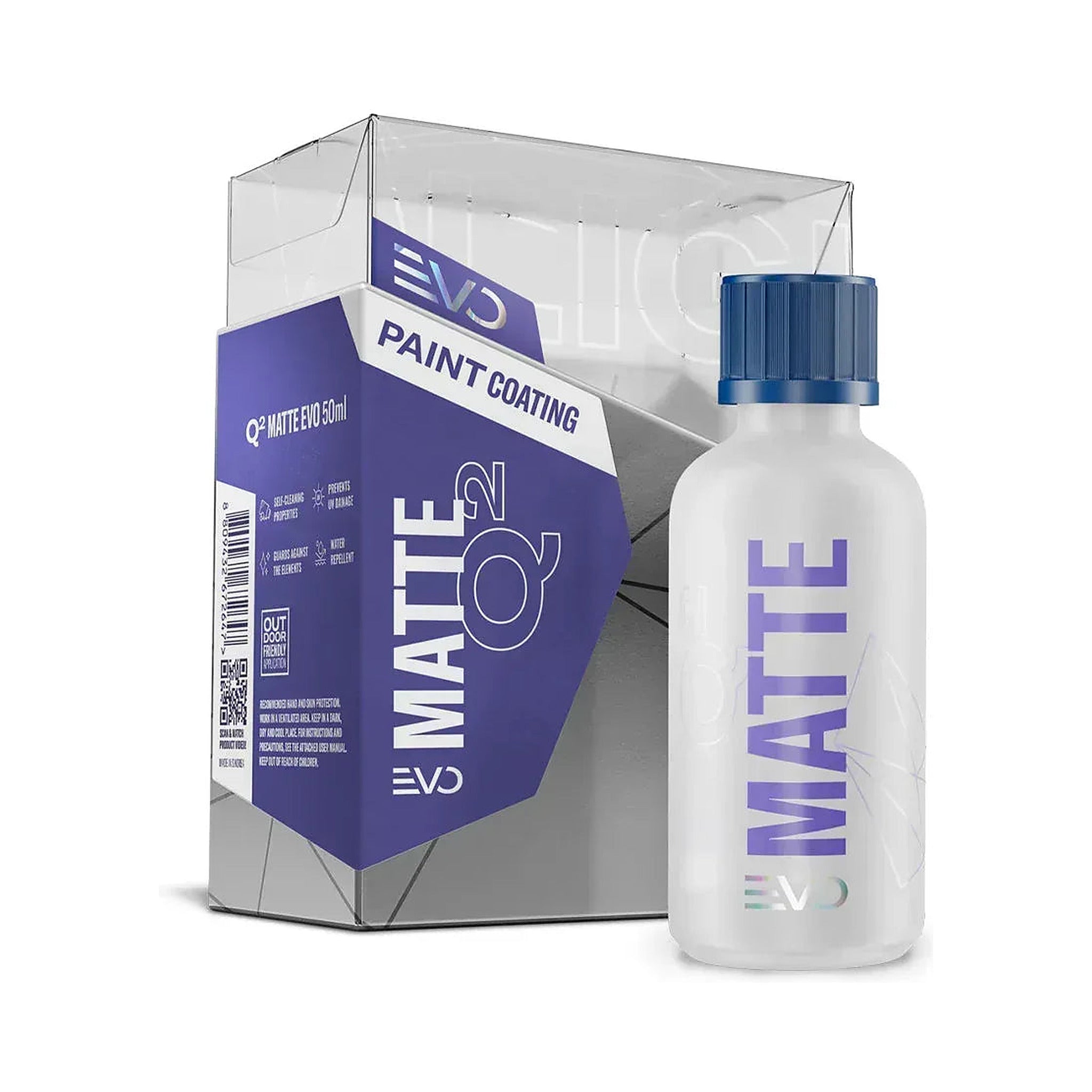 Gyeon Q² Matte EVO Light 50ml matte ceramic coating, box and bottle, front view
