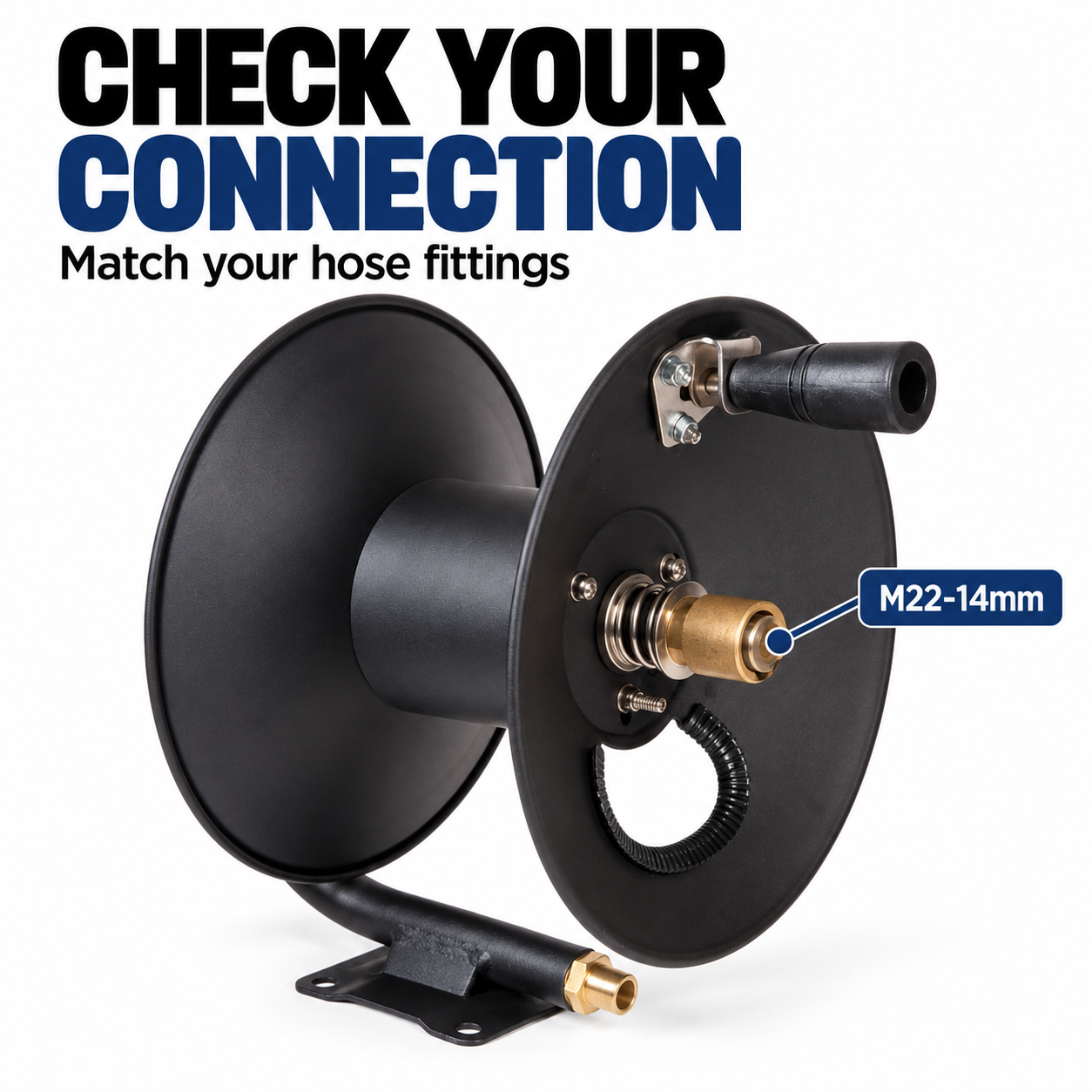 MTM Hydro High Pressure Hose Reel — Which connection do I need?