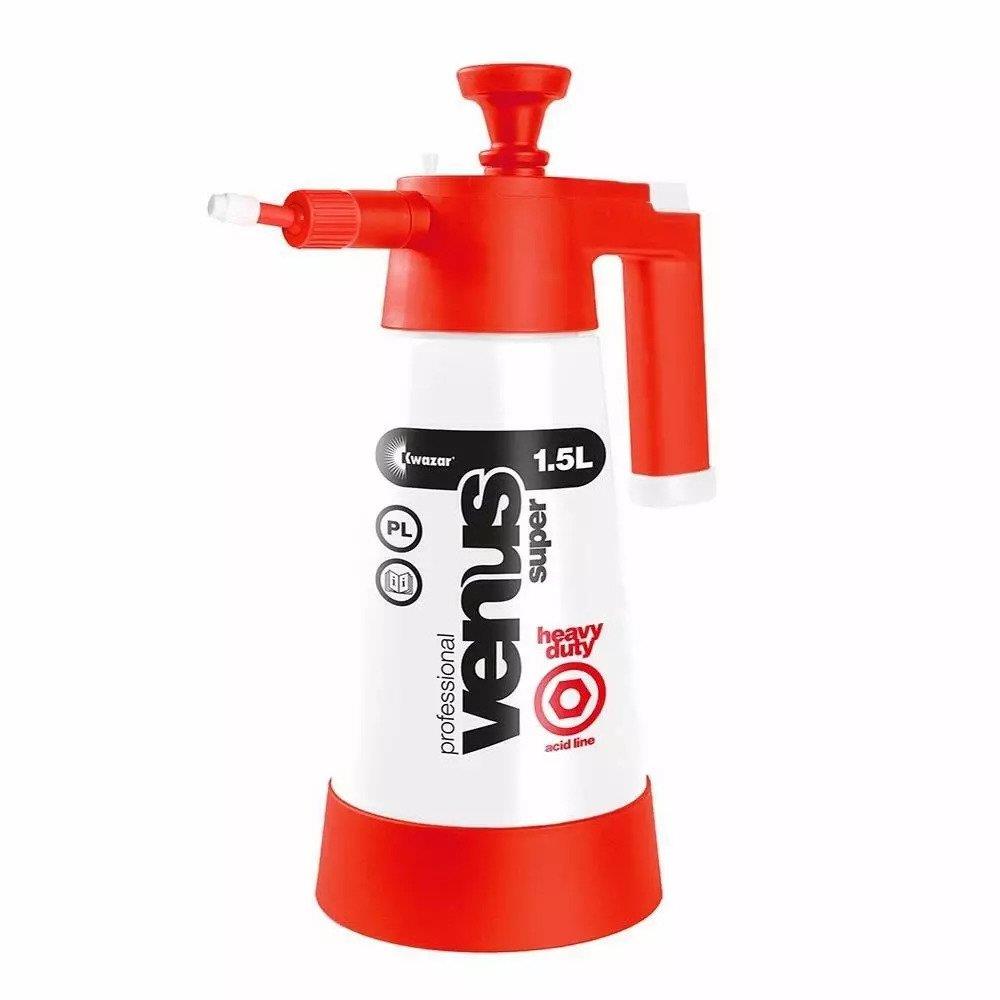 Kwazar Venus Super Pro+ Acid pressure sprayer 1.5 litre, red acid line, front view