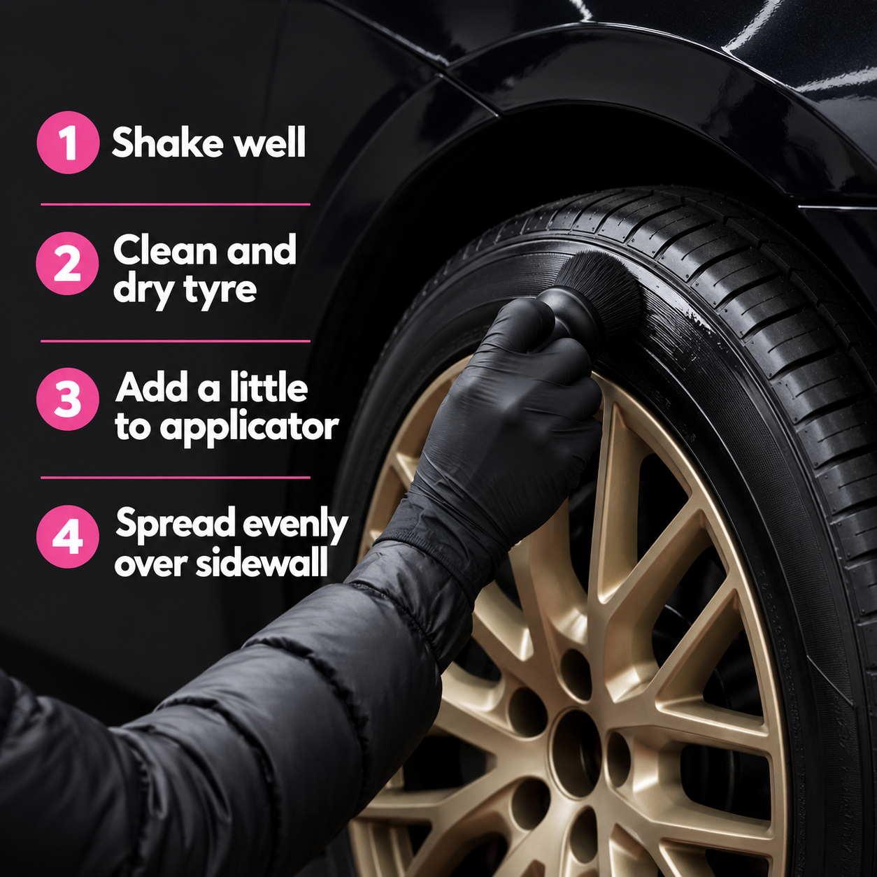 Infinity Wax Tyre Candy 250ml - Glossy Tyre Dressing — How do I apply it?