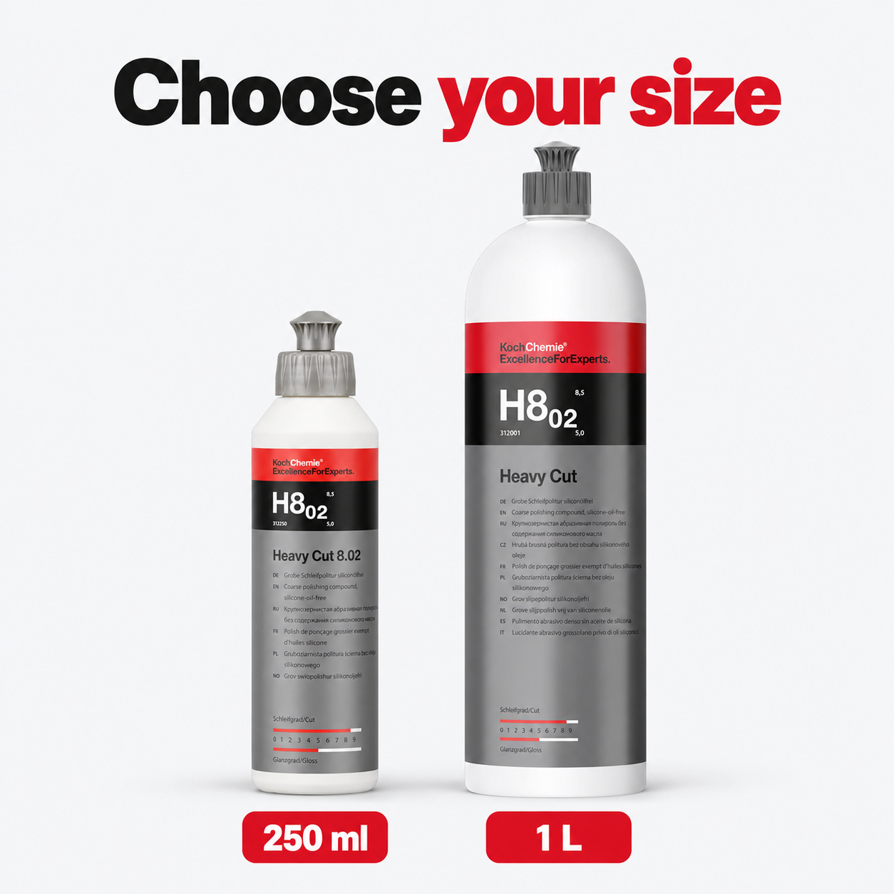 Koch Chemie H8.02 Heavy Cut Compound - Deep scratch Remover — Which size can I buy?