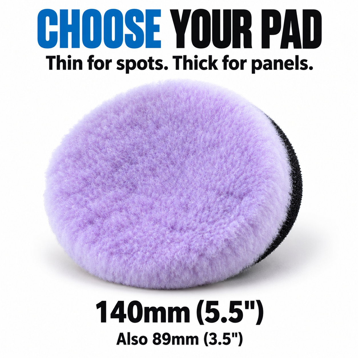 Lake Country Purple Foamed Wool Pad (Various Sizes) — Which size suits my work?