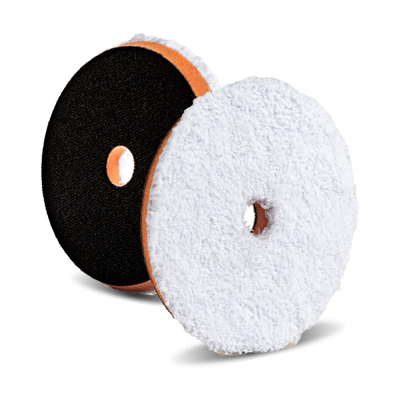 Lake Country HDO One-Step Microfibre Cutting Pad 140mm (5.5 inch) microfibre pad on dual density foam, front and rear view