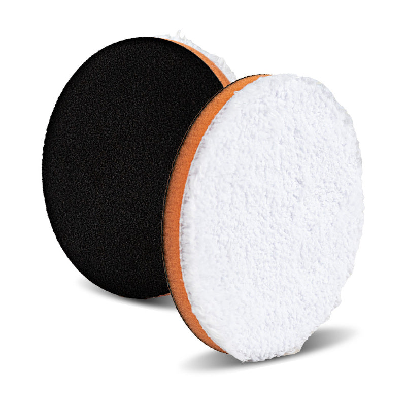 Lake Country One-Step Light Cutting Microfibre Pad 140mm (5.5 inch) microfibre polishing pad, front and rear view