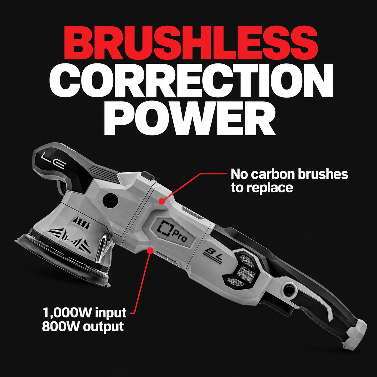 Liquid Elements T4500 Pro 15mm Brushless DA Polisher — What powers it?