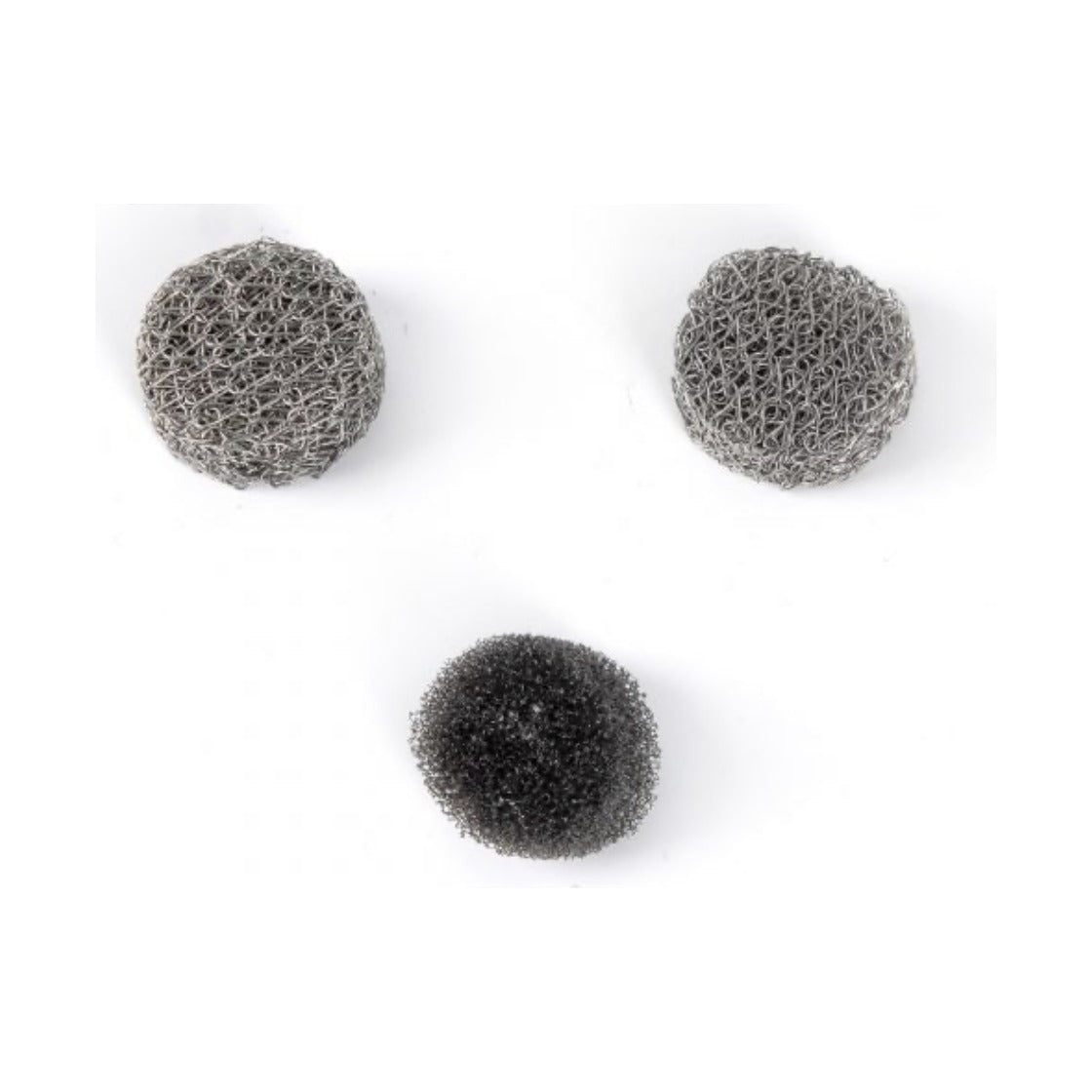 MJJC foam cannon mesh filter tablets laid out separately, two coarse and one fine, kit contents