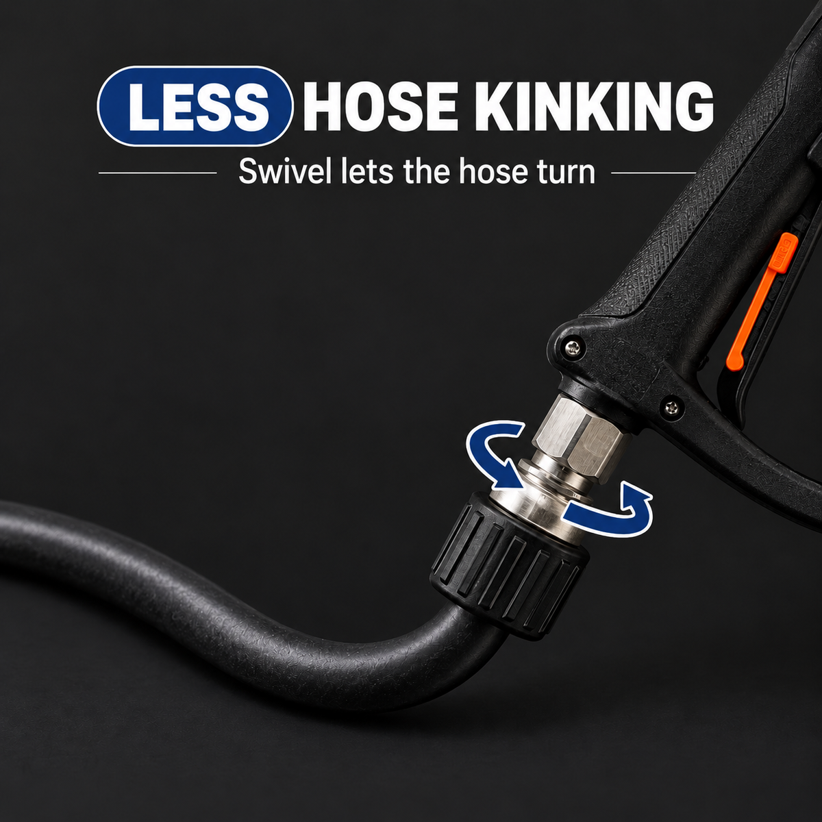 MTM Hydro SGS35 Stainless Steel Swivel Trigger Gun with Nozzle Kit — How does the swivel help?