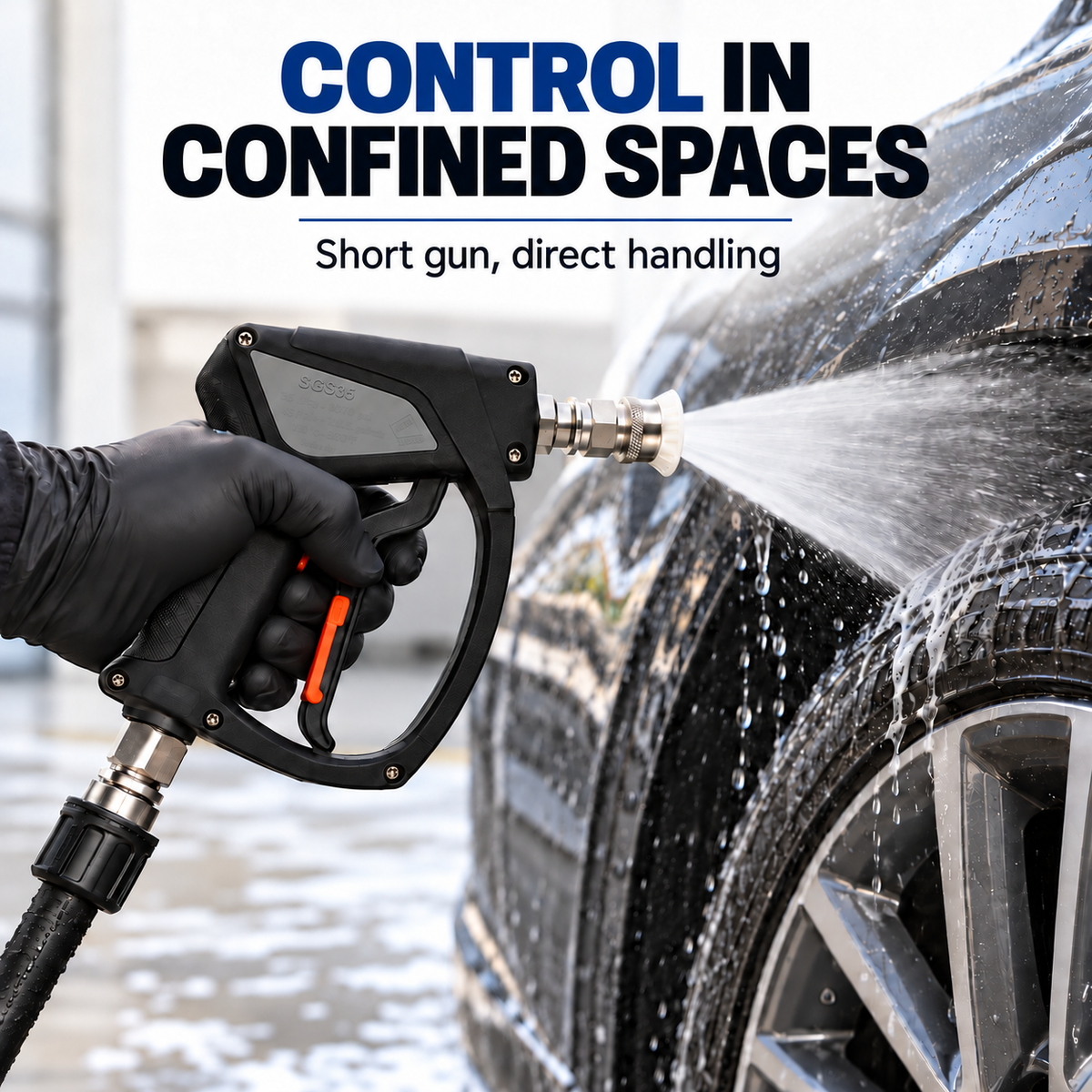 MTM Hydro SGS35 Stainless Steel Swivel Trigger Gun with Nozzle Kit — Why choose a short gun?
