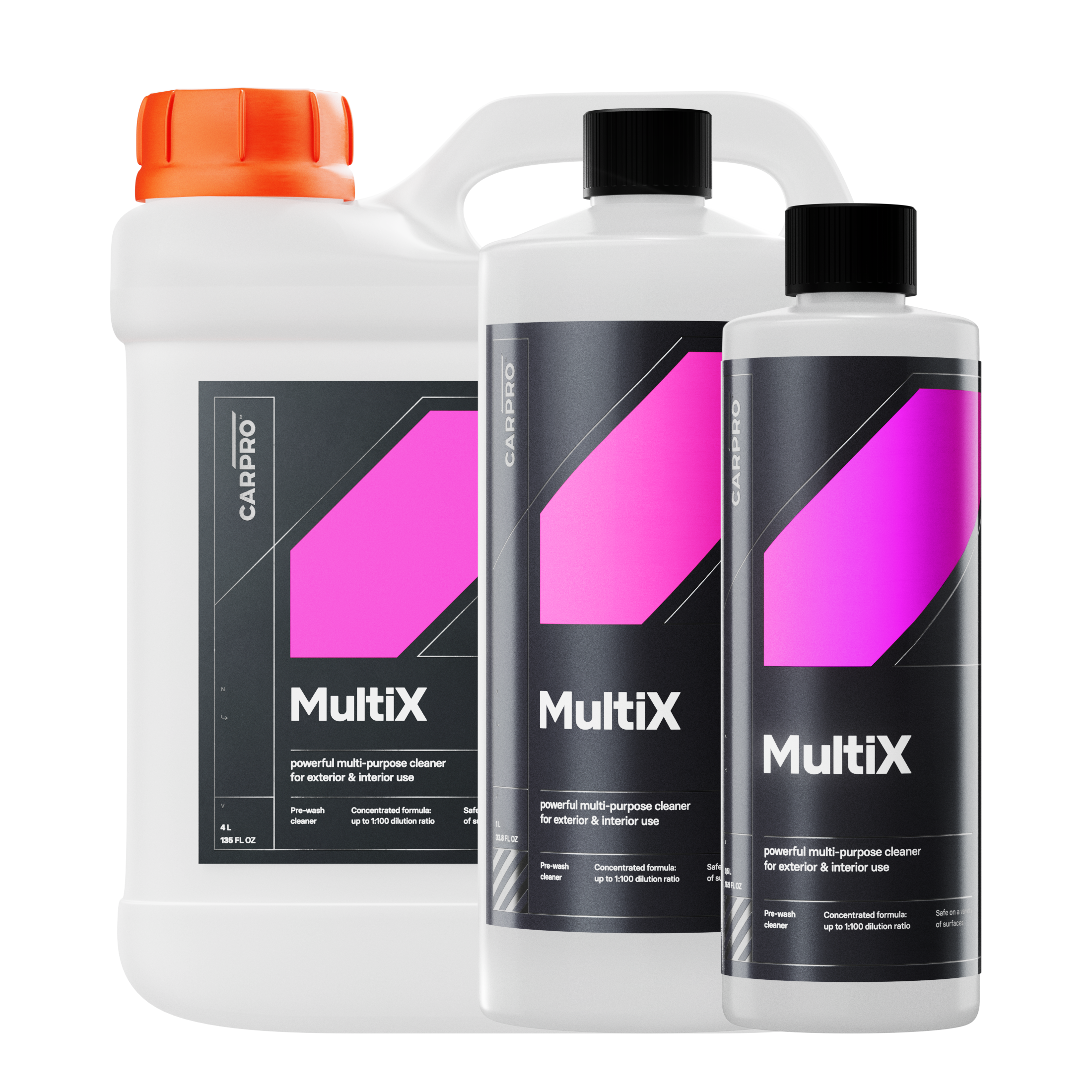 CarPro MultiX concentrated all purpose cleaner bottle range