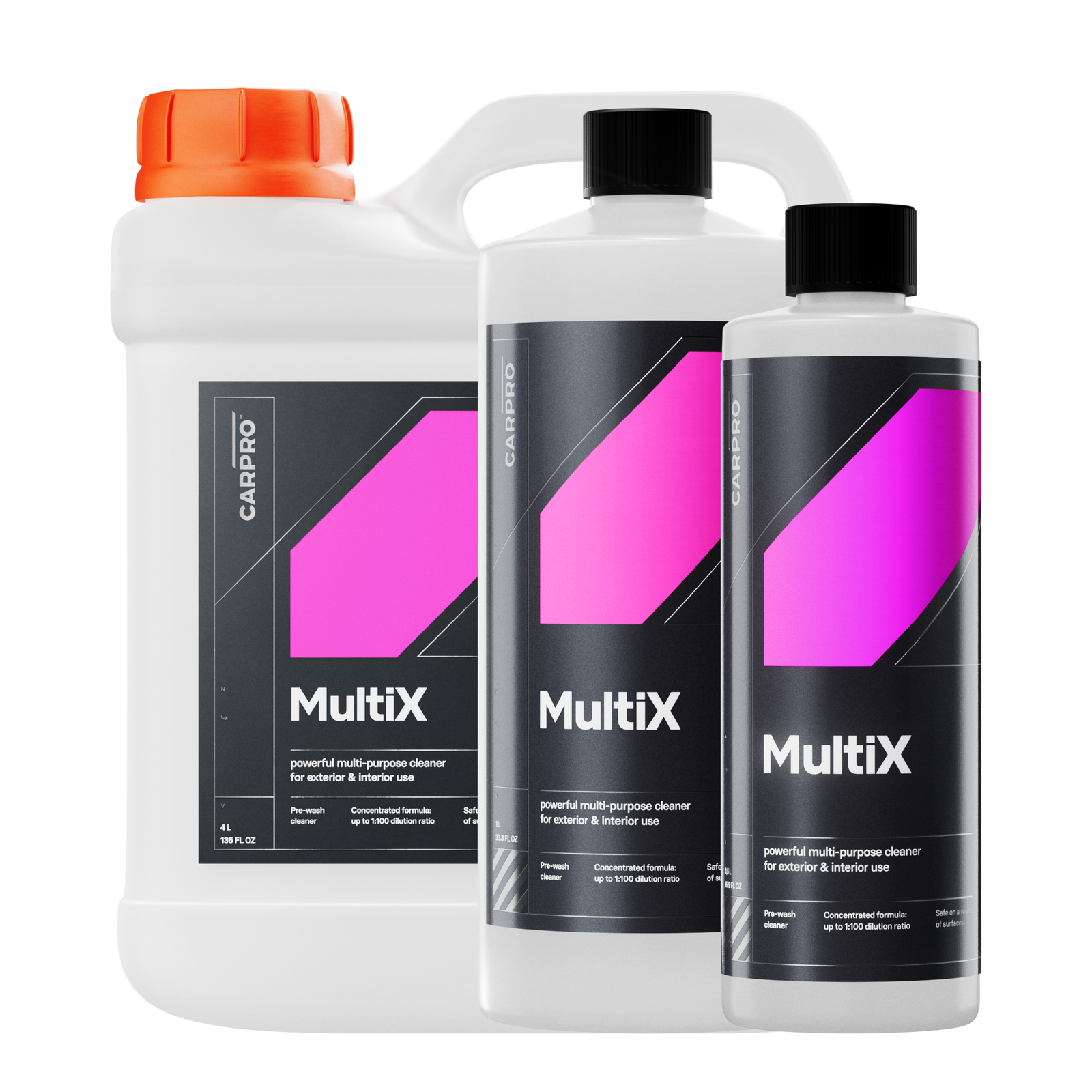 CarPro MultiX concentrated all purpose cleaner bottle range
