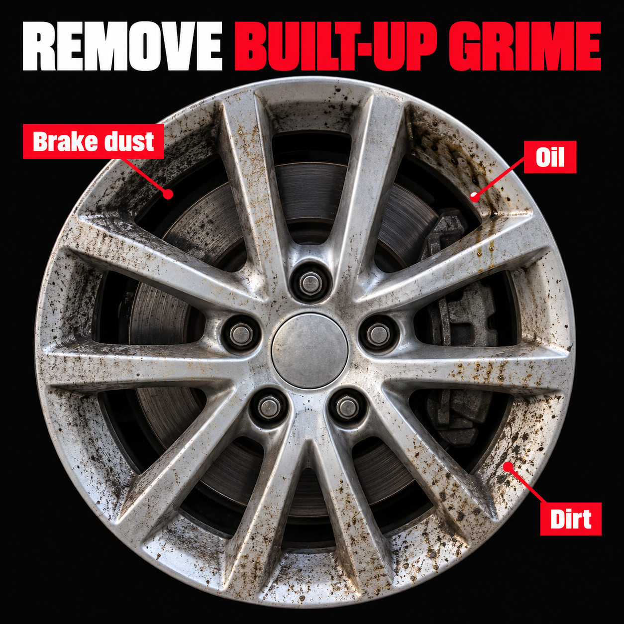 P&S Brake Buster Total Wheel Cleaner | Wheel & Tire Cleaner — What does it remove?