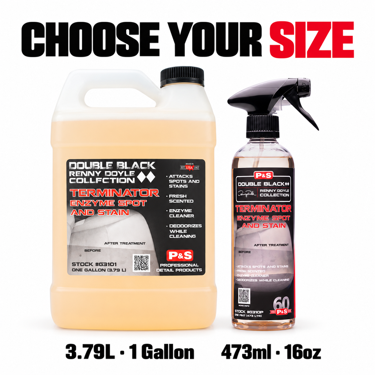 P&S Terminator Enzyme Spot & Stain Remover — Which sizes are available?