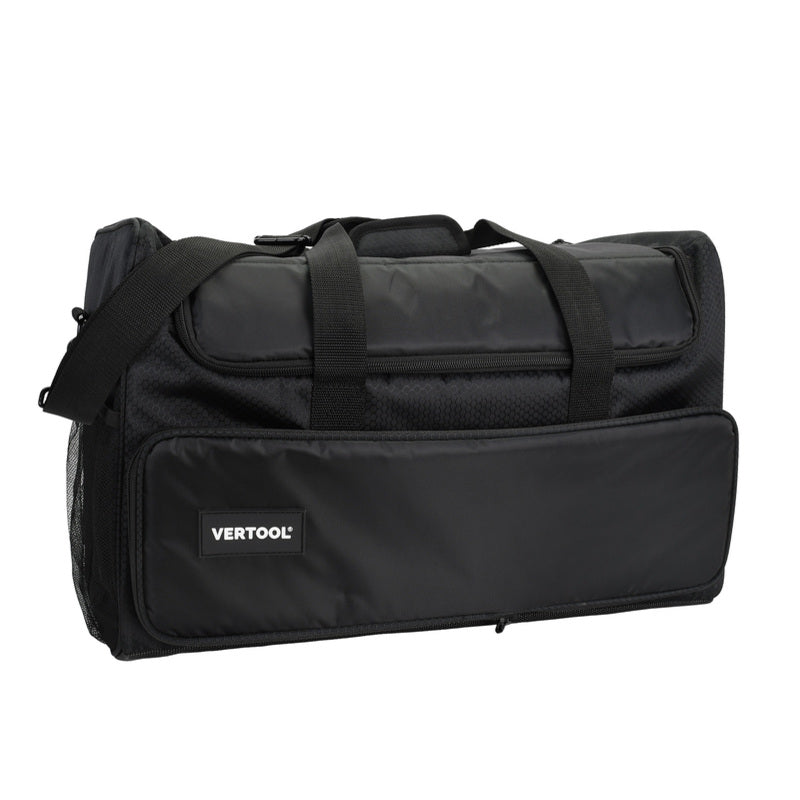Vertool PRO-XL detailing bag in black, side view with shoulder strap