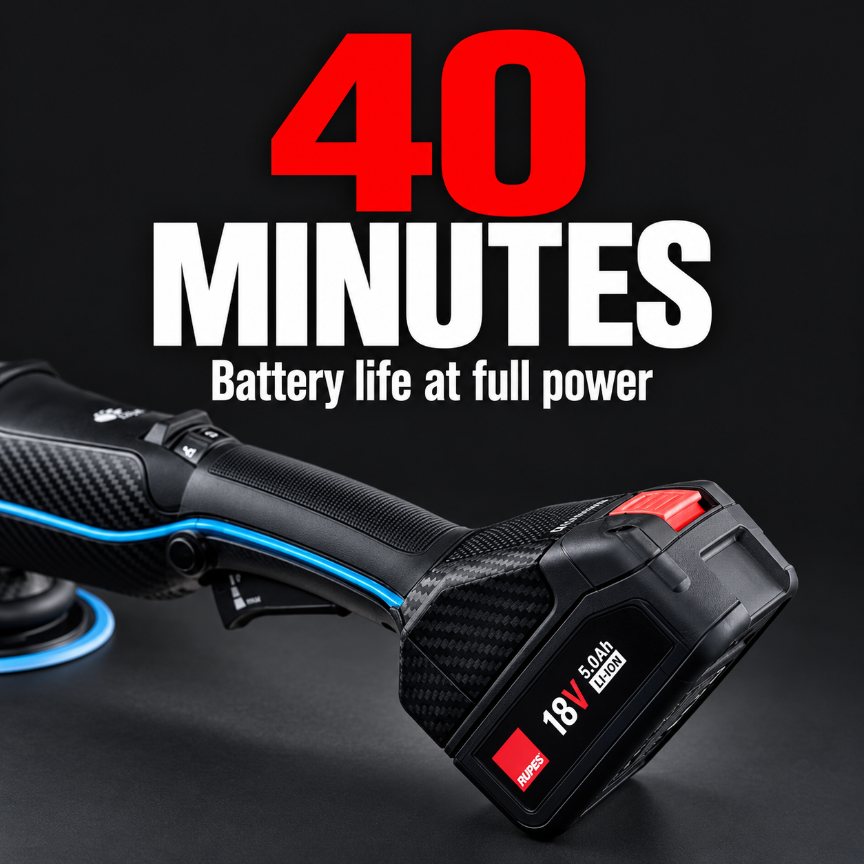 Rupes BigFoot HLR21 iBrid Cordless Polisher 21mm — How long does the battery last?