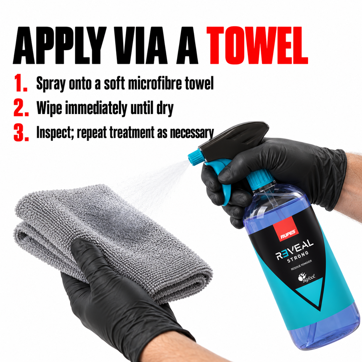Rupes Reveal Strong Surface Degreaser & Silicone Remover 750ml — How do I apply it?