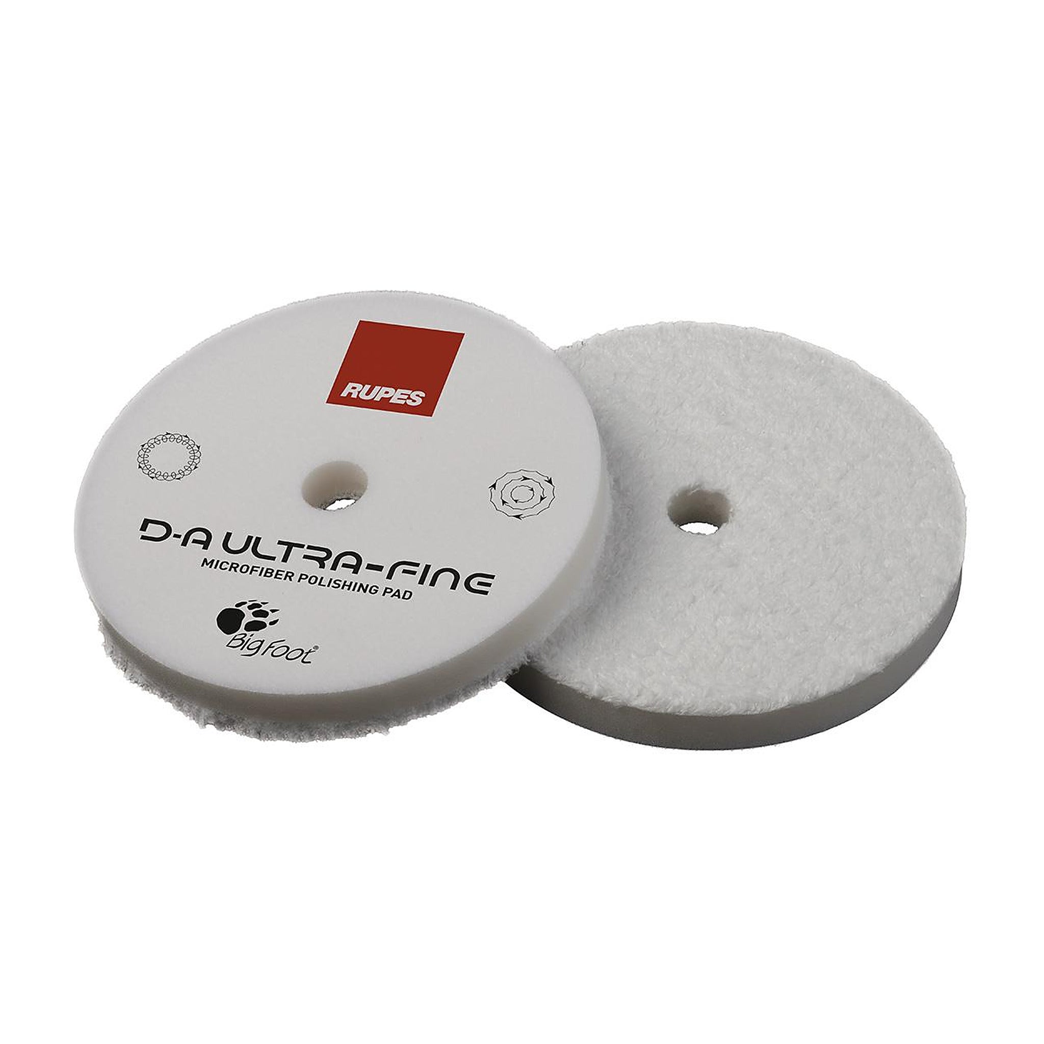 Rupes DA Ultra Fine Microfibre Polishing Pad - branded face and microfibre face