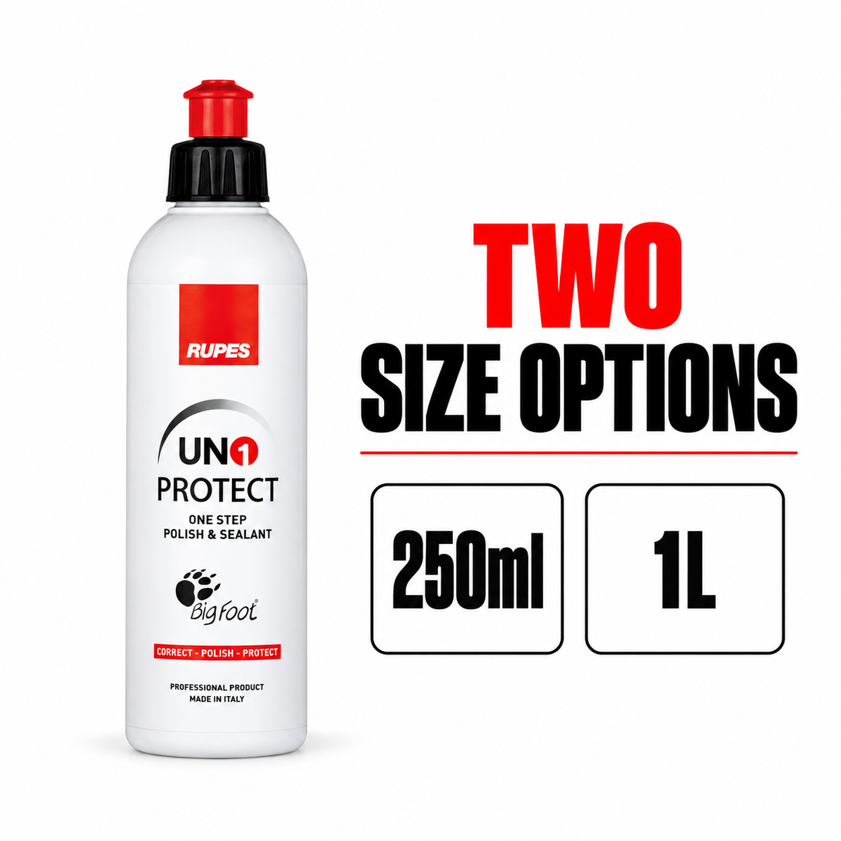 Rupes Uno Protect One Step Polish & Sealant — Which sizes are available?