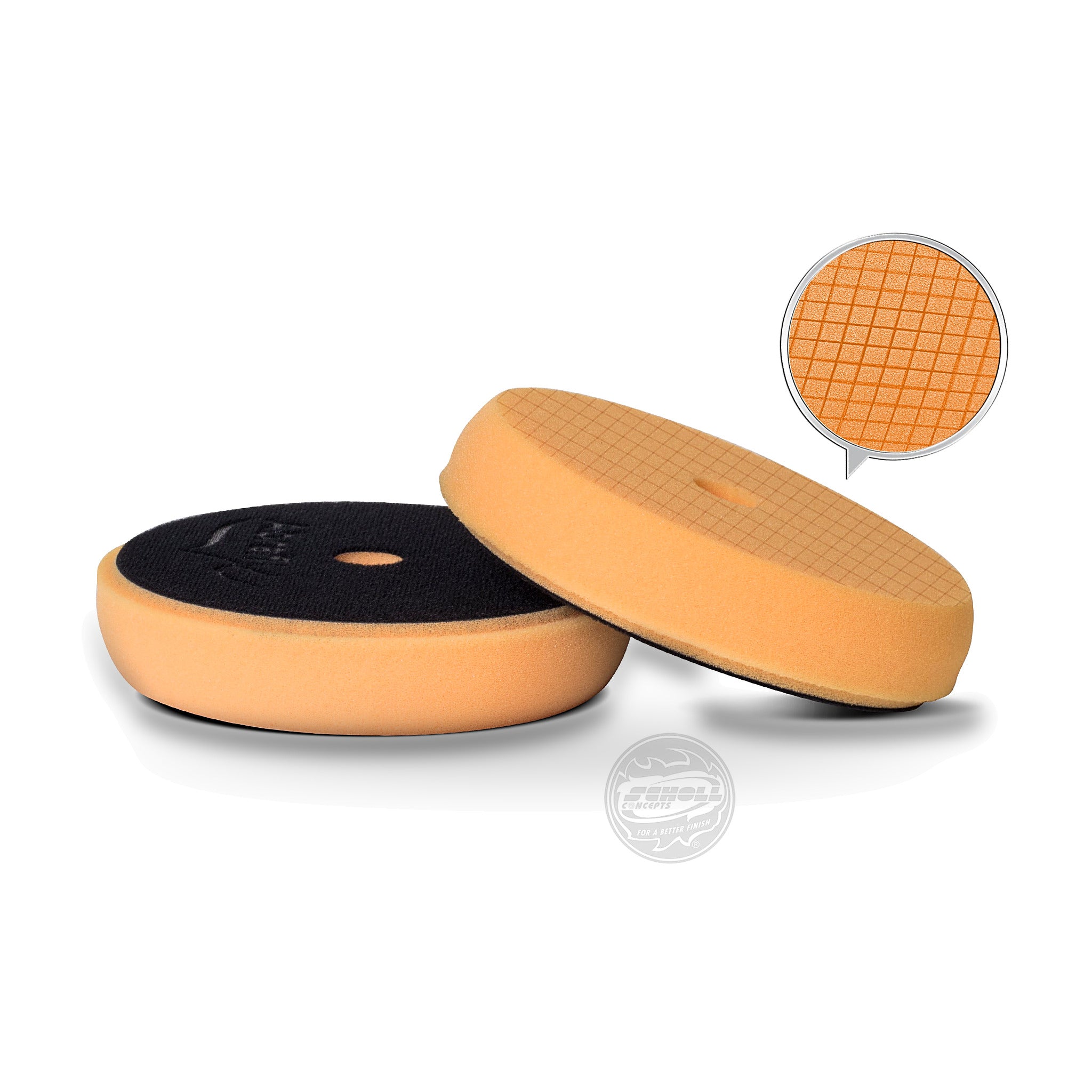 Scholl Concepts NEO Honey SpiderPad Finishing Pad 145mm pair with a close up of the pad face texture