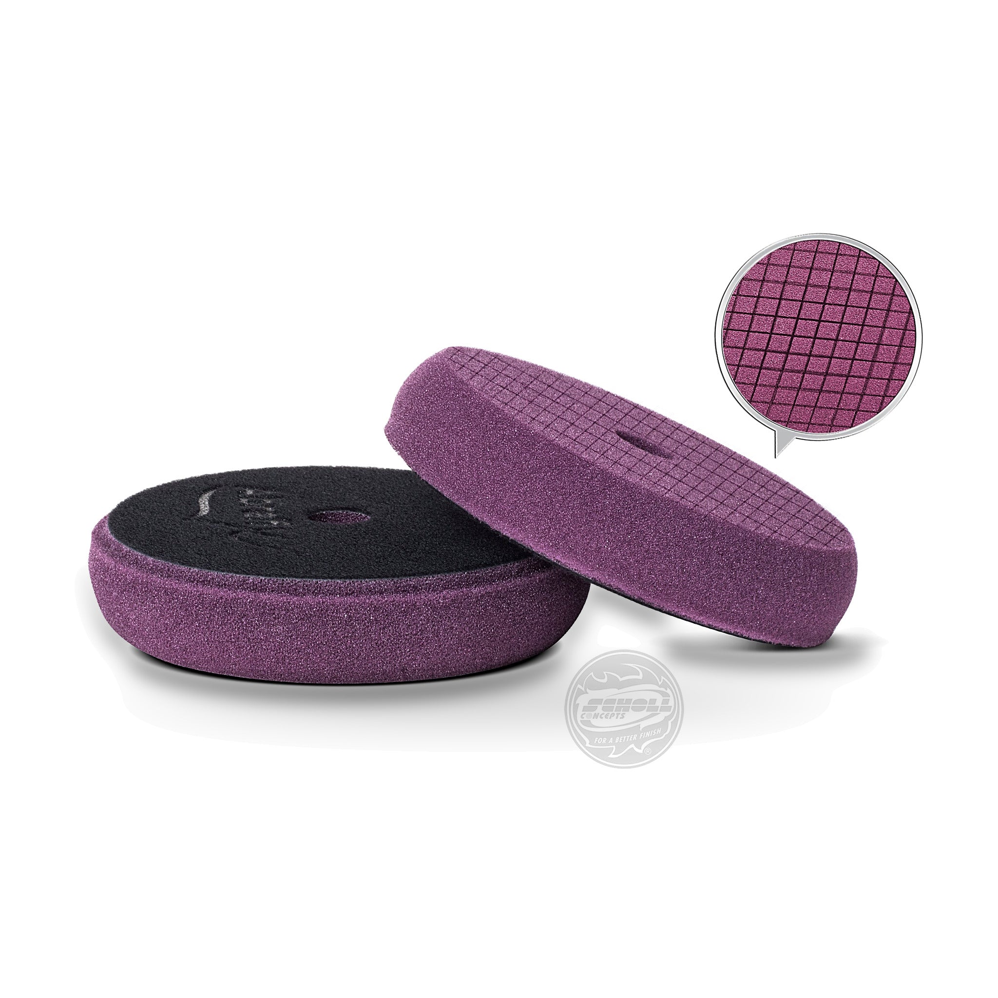 Scholl Concepts Purple SpiderPad Medium Cut Pad 145mm pair with a close up of the pad face texture