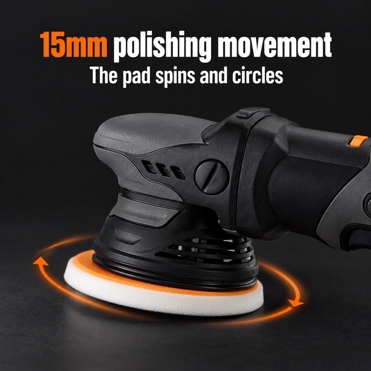 ShineMate EB351-5/15 15mm Cordless Random Orbital Polisher — What does 15mm mean?