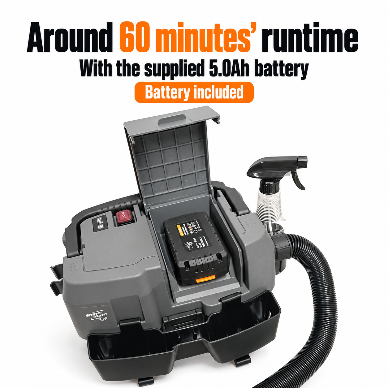 ShineMate EC405 18V Cordless Wet & Dry Vacuum Cleaner — How long can I clean?