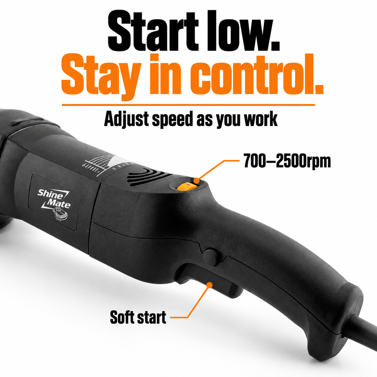 ShineMate EP802 Rotary Polisher — How does it start and adjust?