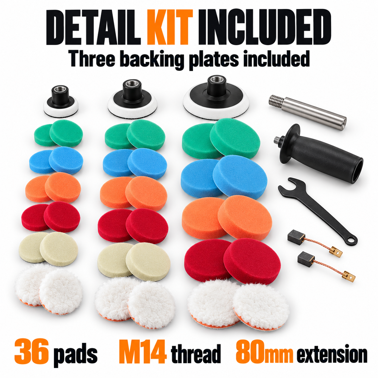 ShineMate EP803 Rotary Polisher Kit — Which accessories are included?