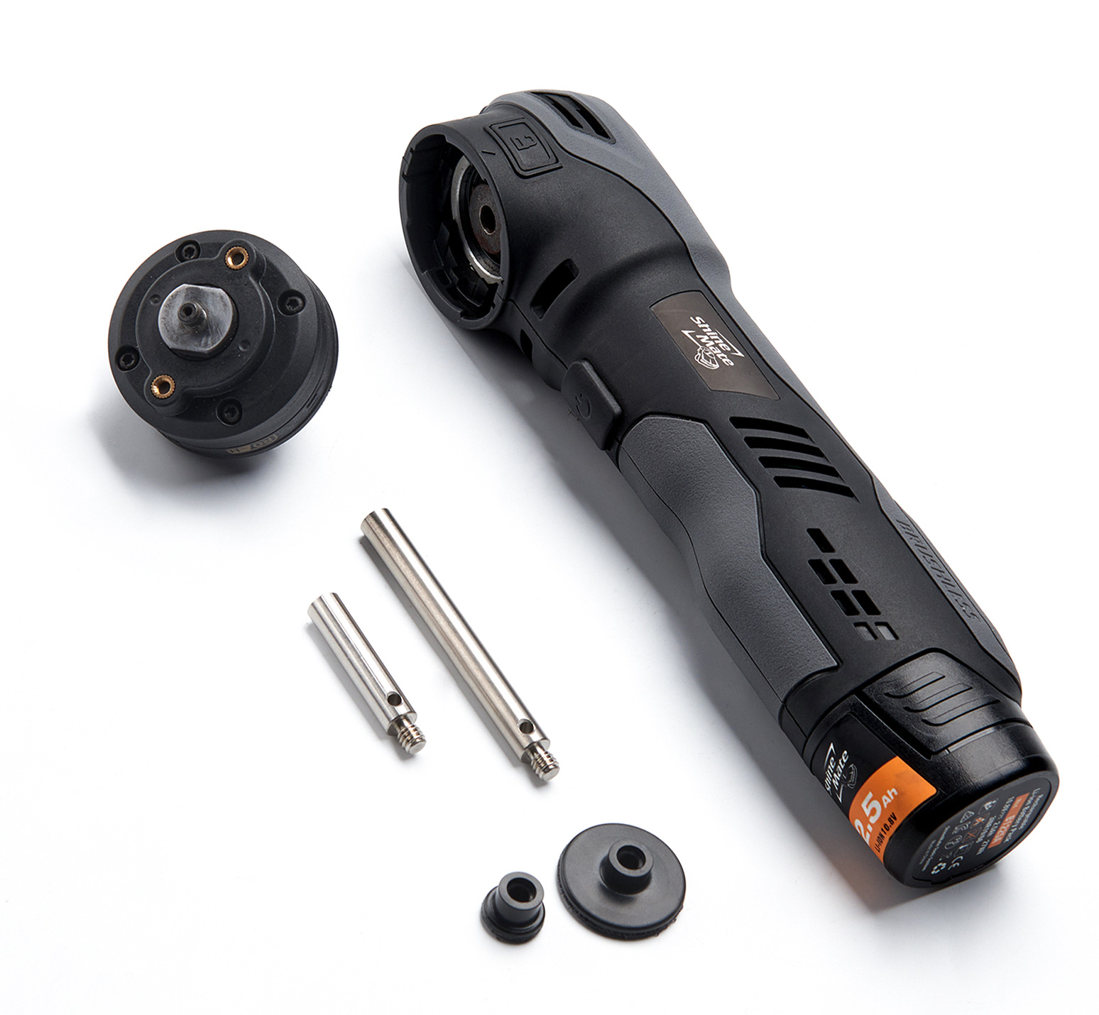 ShineMate EB210 interchangeable work head, extension bars and backing plate adaptors detached from the body