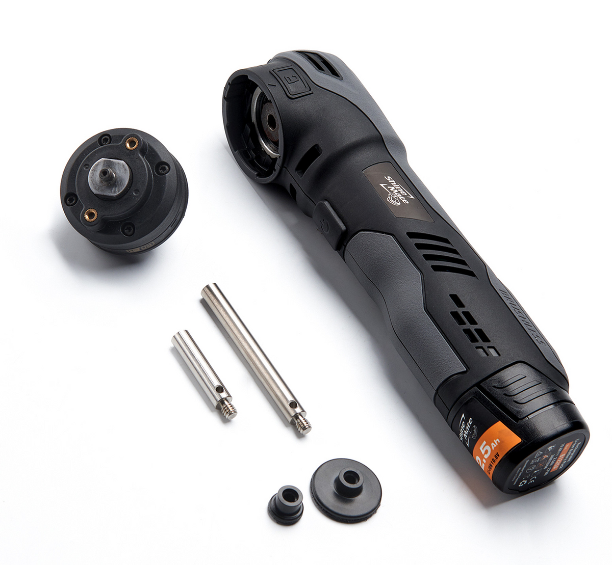 ShineMate EB210 interchangeable work head, extension bars and backing plate adaptors detached from the body