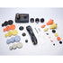 ShineMate EB210 kit laid out — polisher body, work heads, backing plates, cones, pads and charger