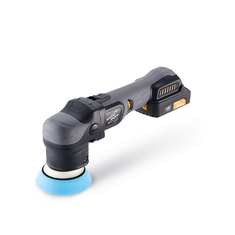 ShineMate EB350-3/12 12mm cordless orbital polisher with 18V battery fitted and 3 inch polishing pad
