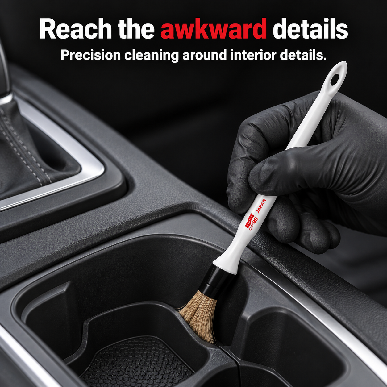 Soft99 Black Interior Detailing Brush — Can it reach awkward details?