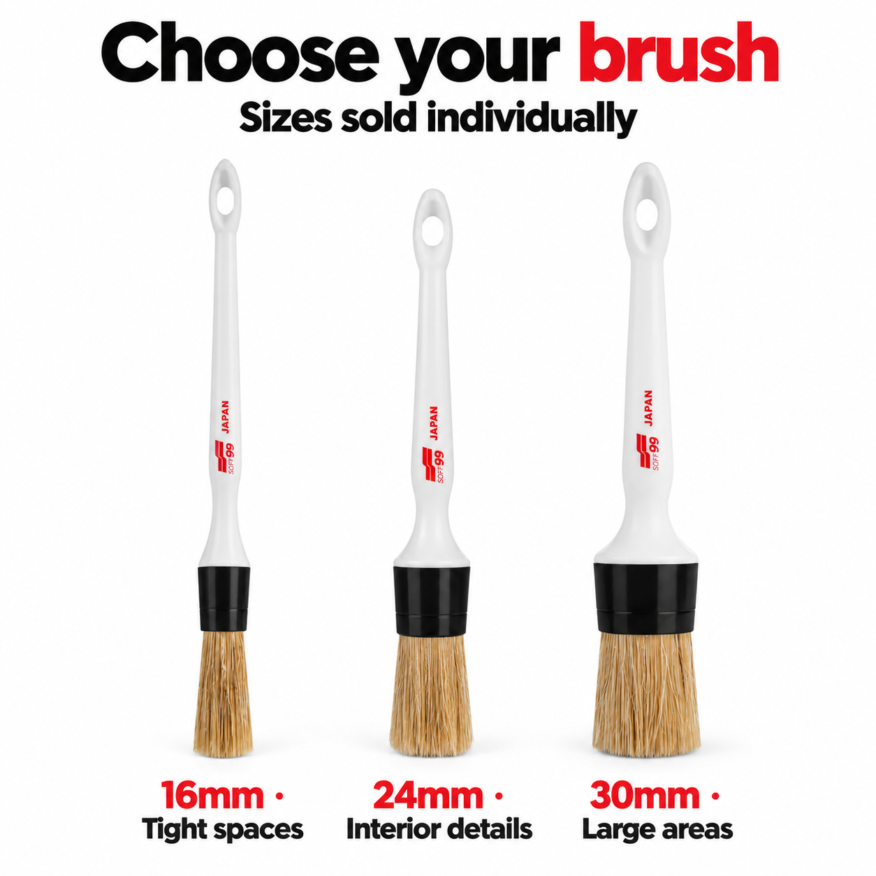 Soft99 Black Interior Detailing Brush — Which size suits my job?