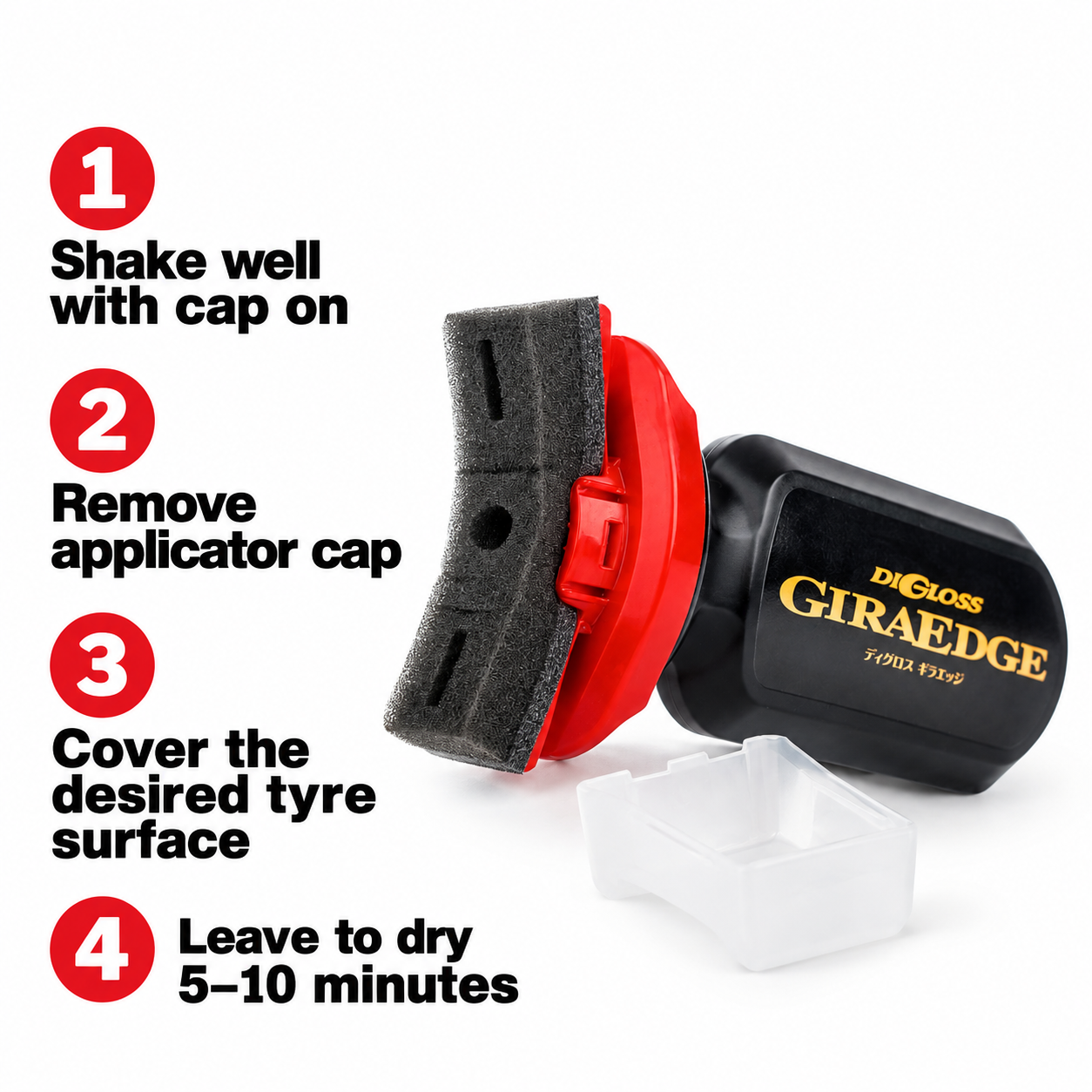 Soft99 Digloss Giraedge - Tyre Dressing 70ml — How do I apply it?