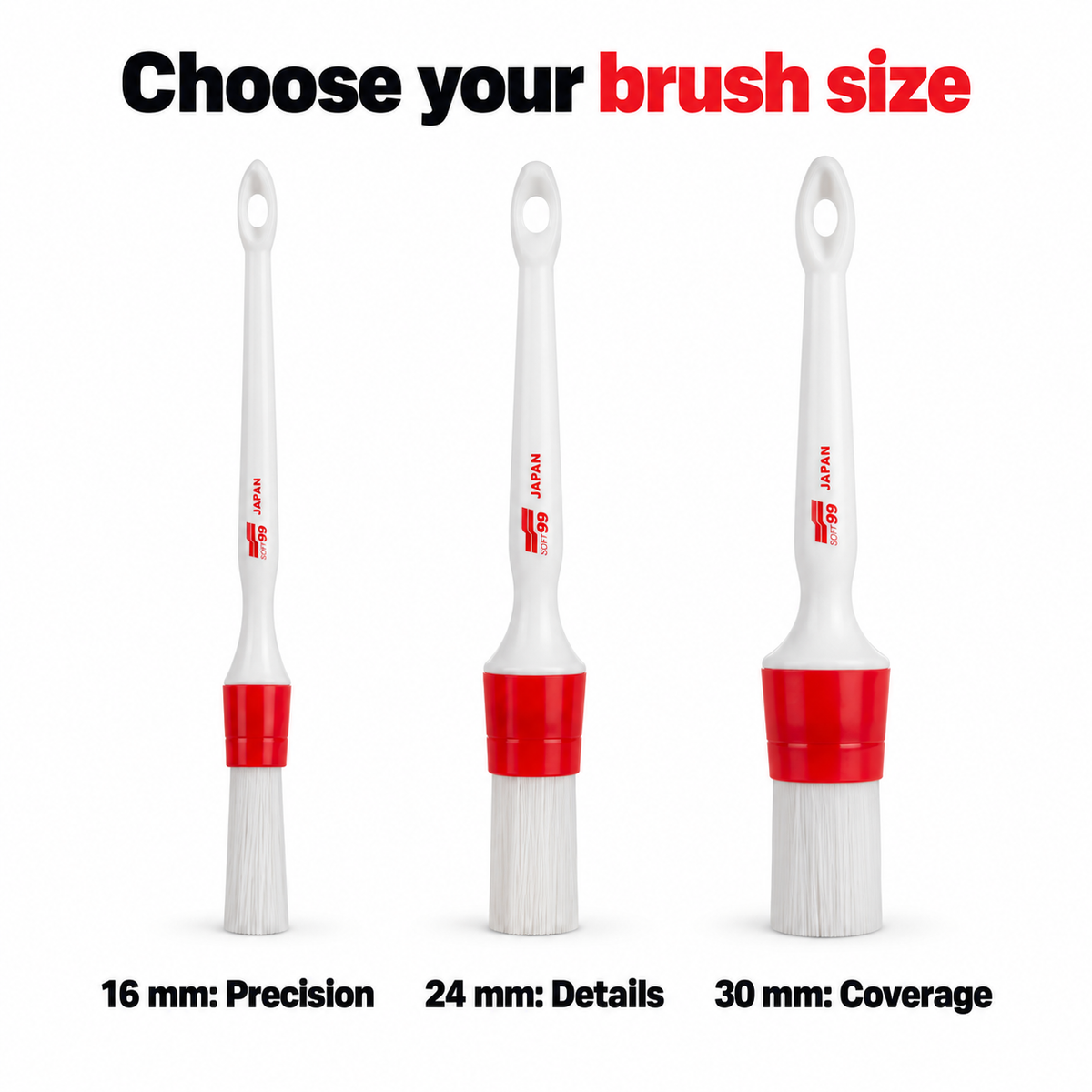 Soft99 Red Exterior Detailing Brush — Which size should I choose?