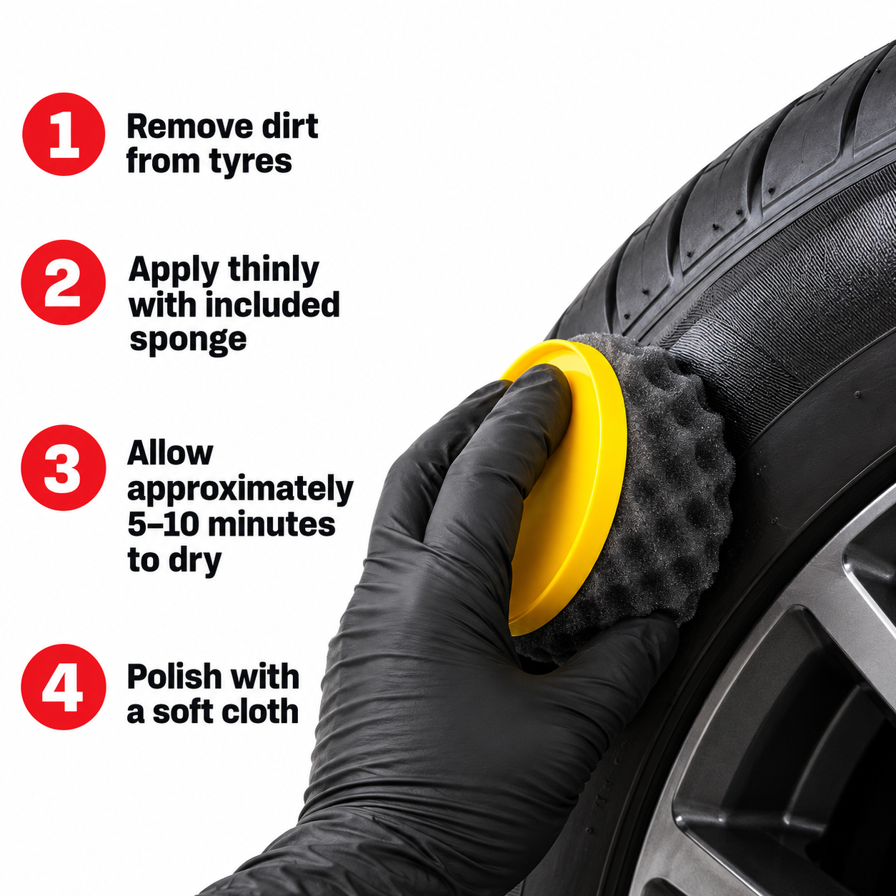 Soft99 Tire Black Wax - Tyre Dressing 170g — How do I apply it?