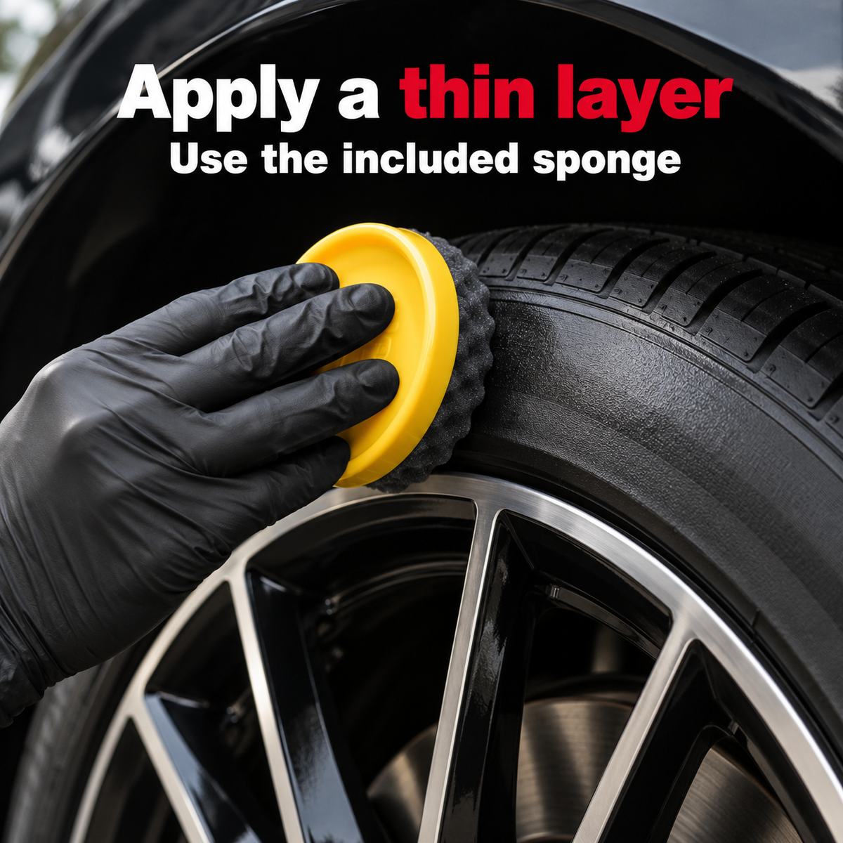 Soft99 Tire Black Wax - Tyre Dressing 170g — What does application look like?
