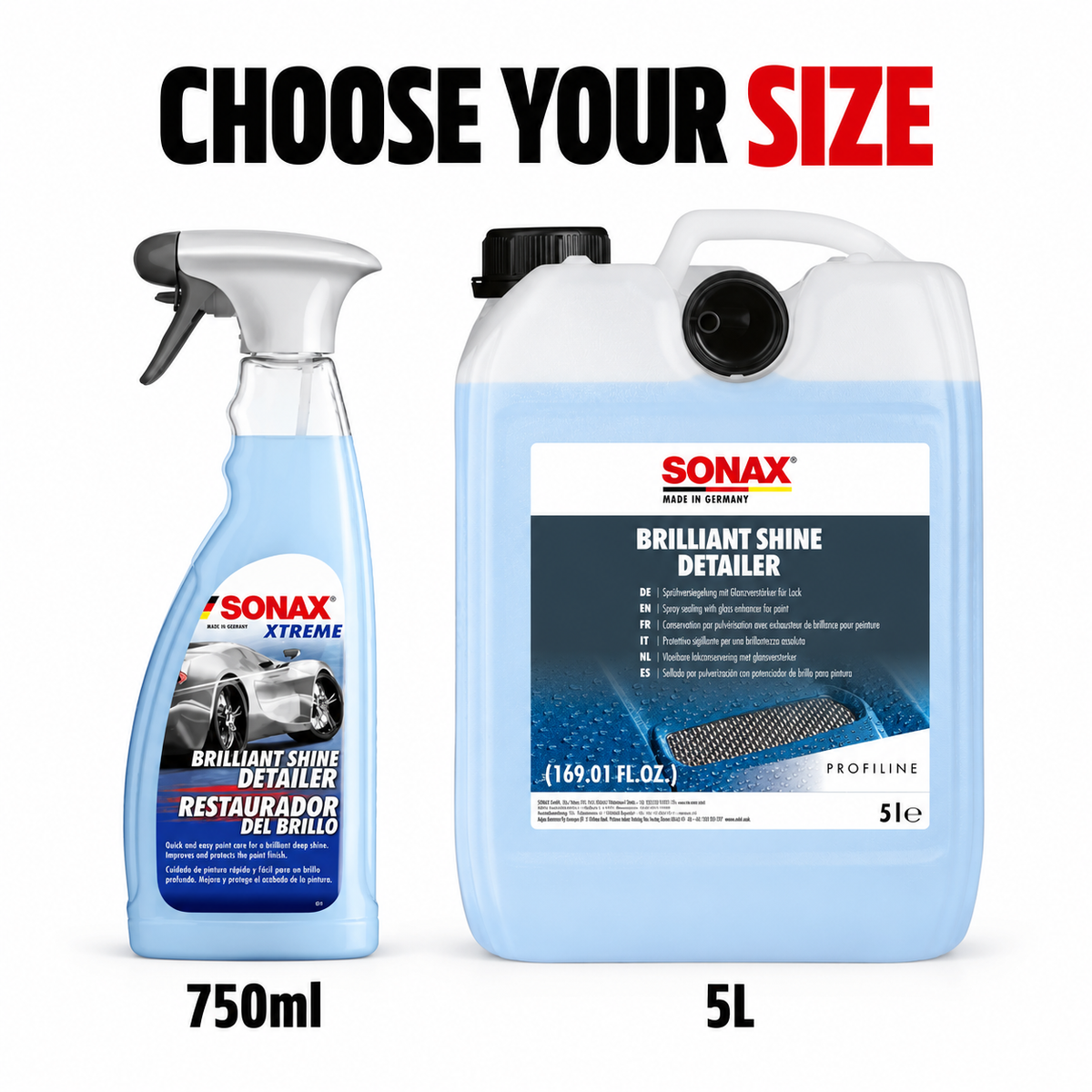 Sonax Xtreme Brilliant Shine Detailer — Which sizes are available?