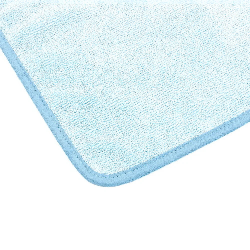 The Rag Company Premium FTW Towel 16x16 550gsm - Light Blue single, ButterSoft suede border corner detail