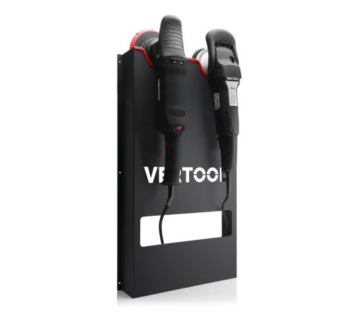 Vertool double polisher holder wall mounted with two machines in the cradles
